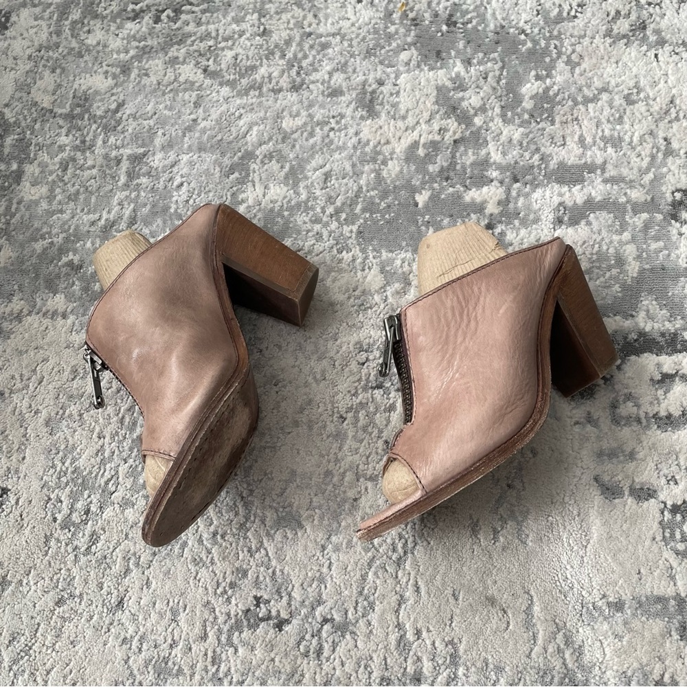 Frye Leather Cowboy Zipper Front Slip On Clogs Heel Mules 3471232 8B - Picture 3 of 7